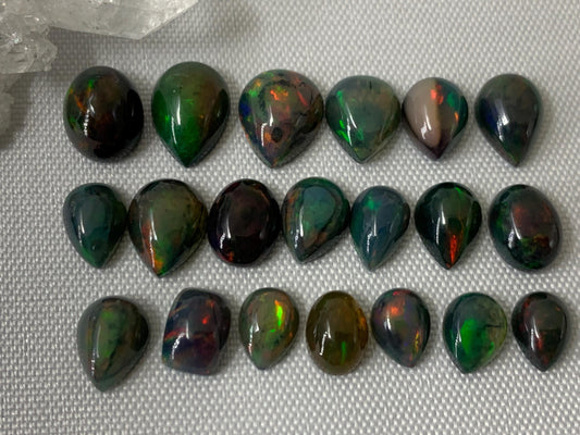 Black Ethiopian Opal 8-10mm long cabochon