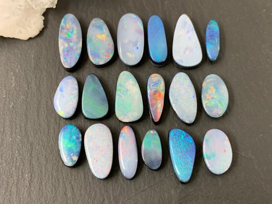 Australian Opal doublet 11-16mm long cabochon