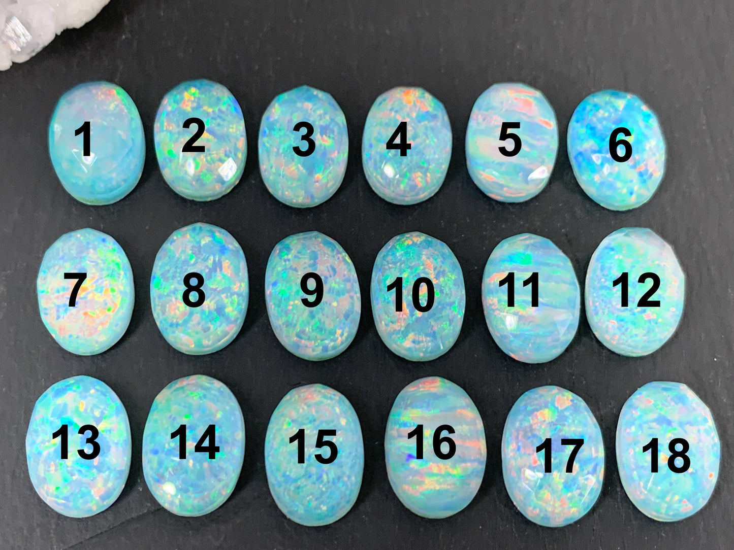 Faceted Aurora Opal oval 10x14mm cabochons - Doublet cabochons - man made Opal