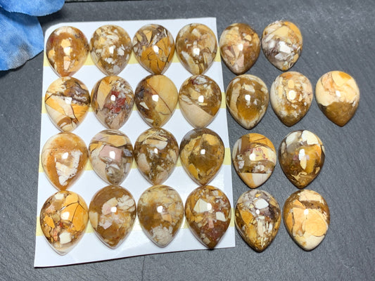 Brecciated Mookaite pear 15x20mm cabochon - Calibrated cabochons