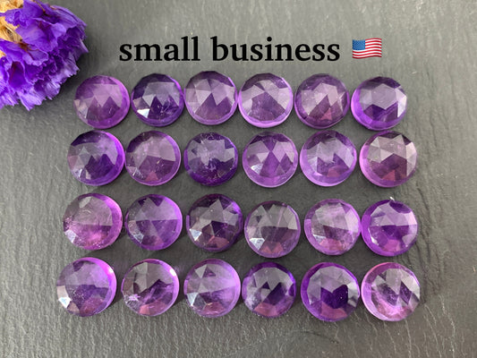 Faceted Amethyst round 10mm cabochon