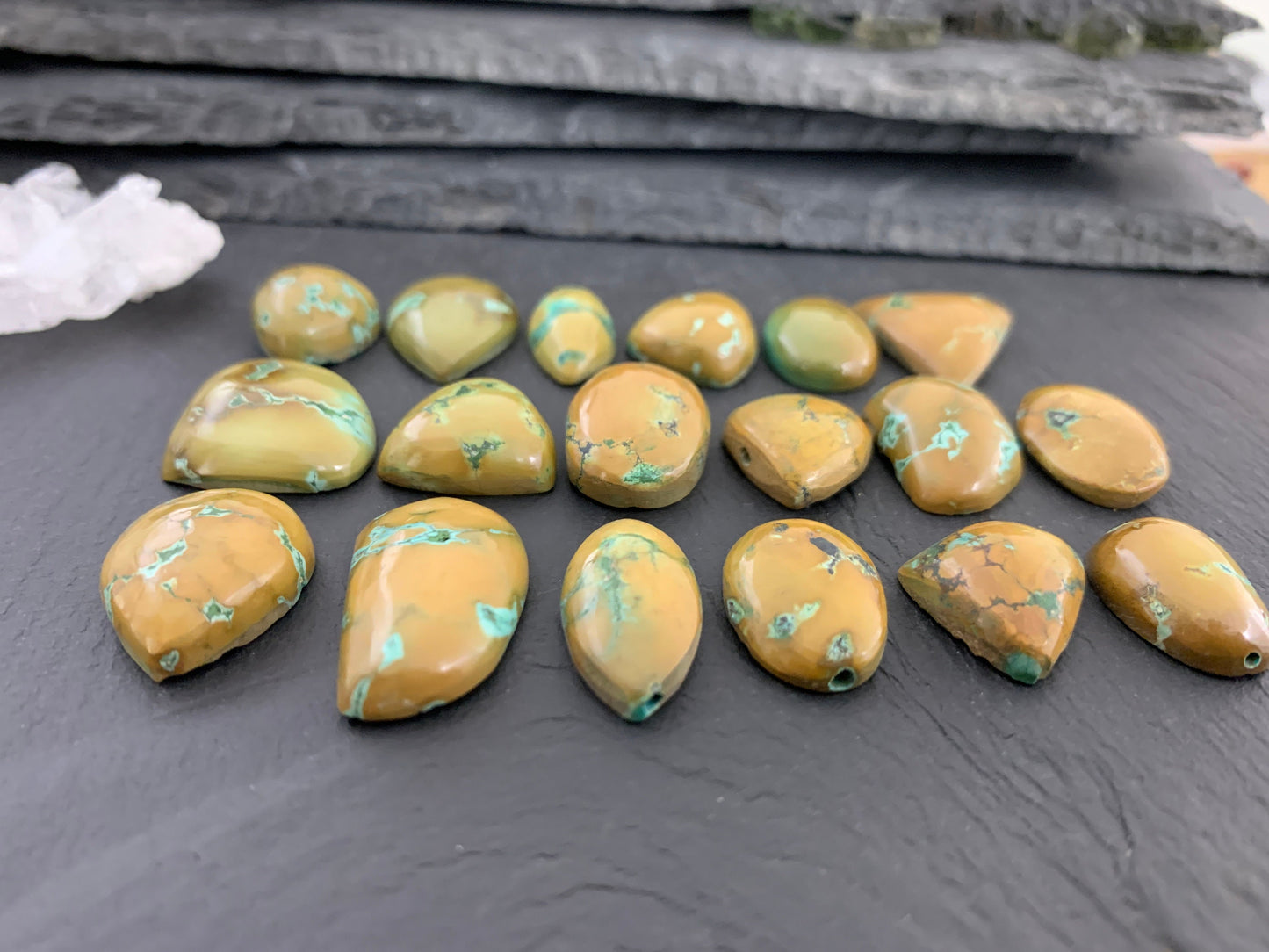 Tibetan Turquoise mixed shapes 17-26mm long cabochon