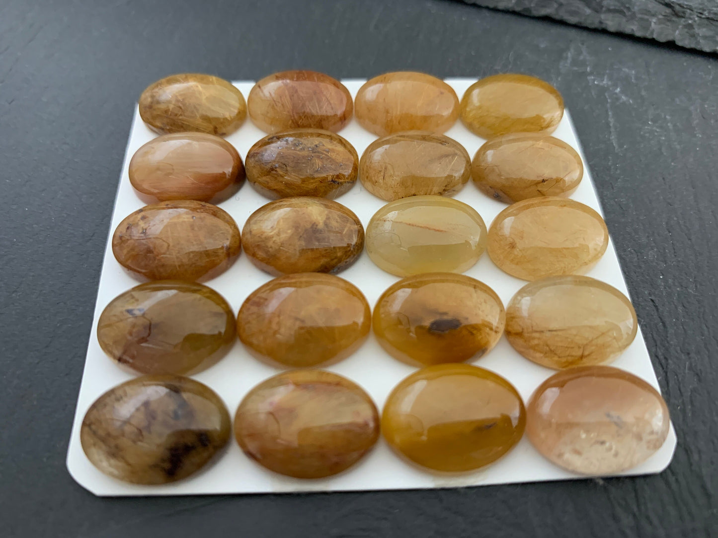 Rutilated Quartz oval 12x16mm cabochon - Calibrated cabochons