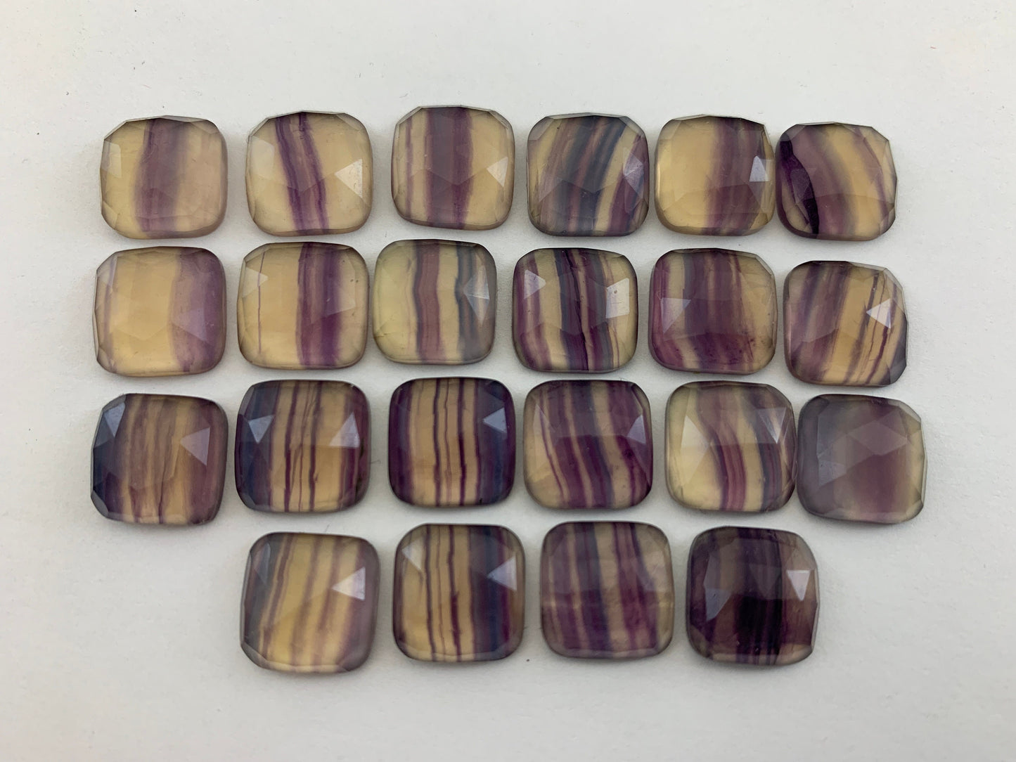 Faceted Fluorite square cushion 12x12mm Cabochon- Select your cabochon