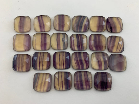 Faceted Fluorite square cushion 12x12mm Cabochon- Select your cabochon