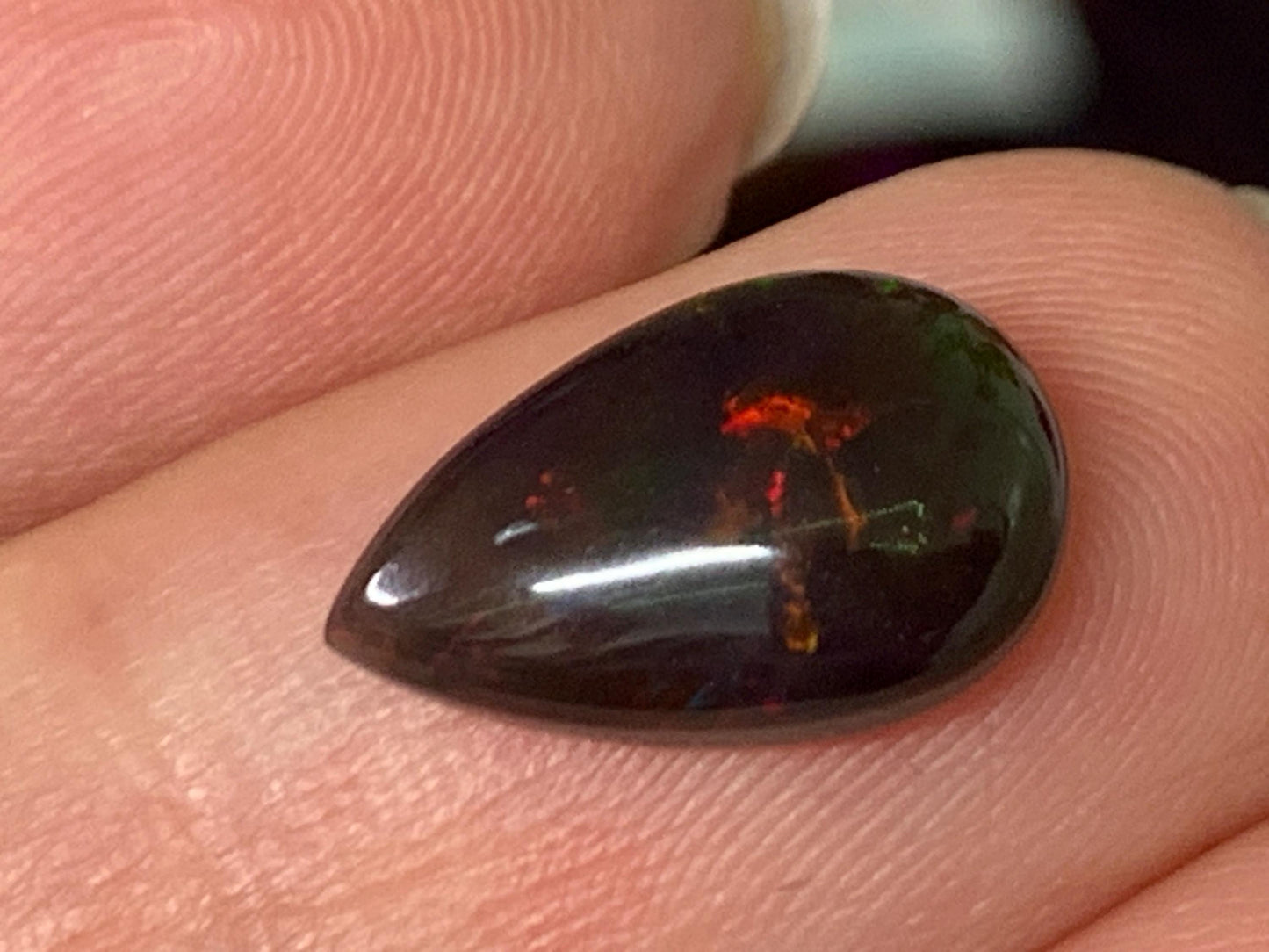Natural Ethiopian Black Opal 8x13x4mm cabochon
