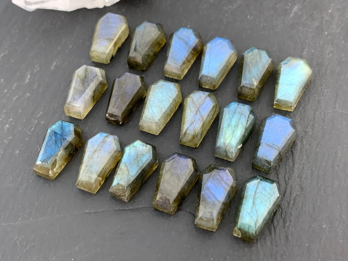 Natural Labradorite Coffin Cabochon: 10x16mm Gemstone
