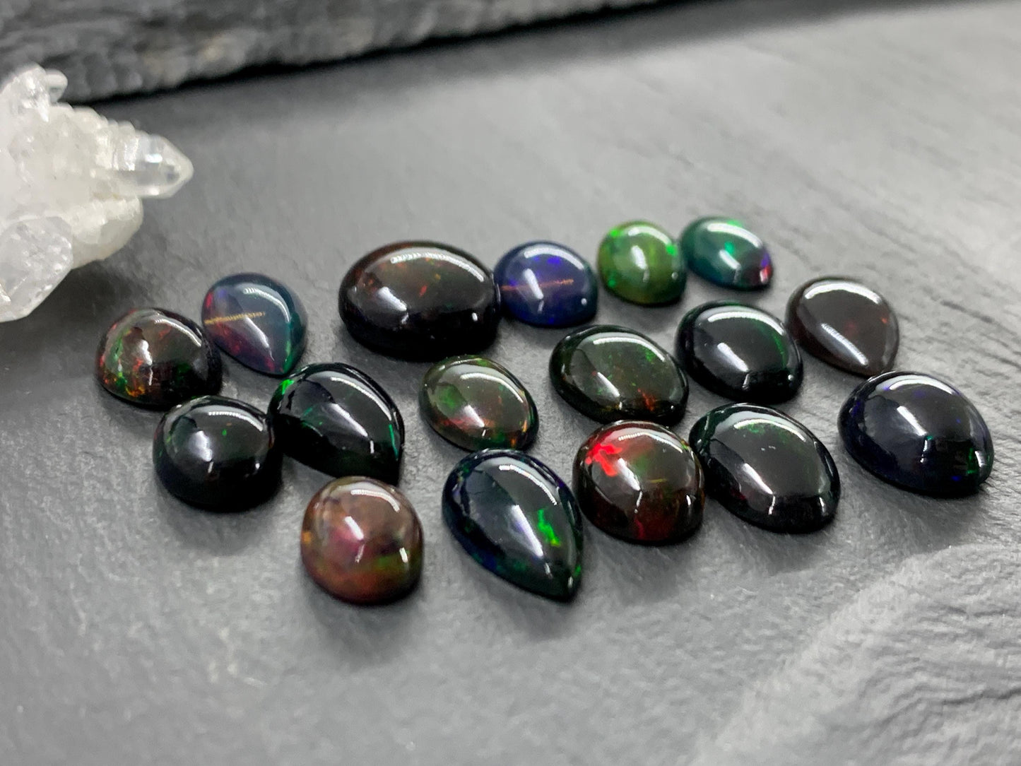 Ethiopian Black Opal Cabochon: Oval, Pear, Round Gemstone