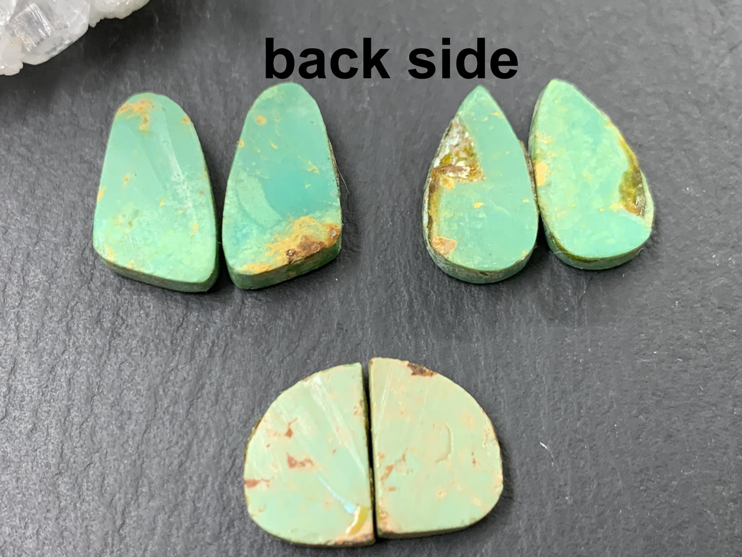 Tibetan Turquoise Pair 12-16mm long Cabochon - Hand Cut Cabochon