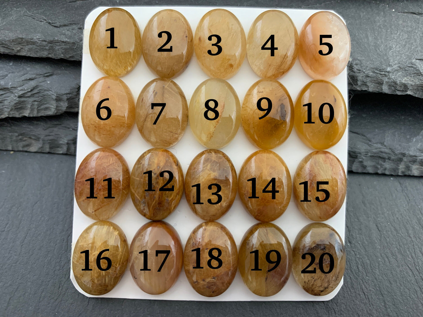 Rutilated Quartz oval 12x16mm cabochon - Calibrated cabochons