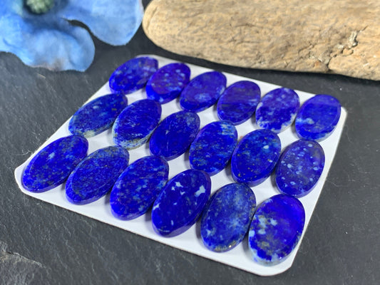 Flat Lapis Lazuli oval 10x20mm cabochon with Facted edge - calibrated cabochons