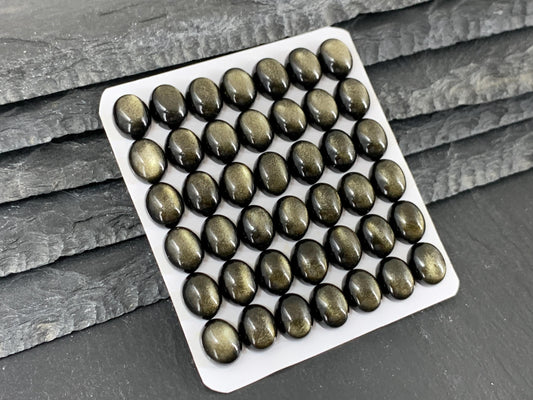 Gold Obsidian oval 10x12mm, 8x10mm cabochon - Calibrated cabochons