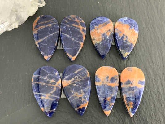 Natural Sodalite pair 23-25mm long cabochon