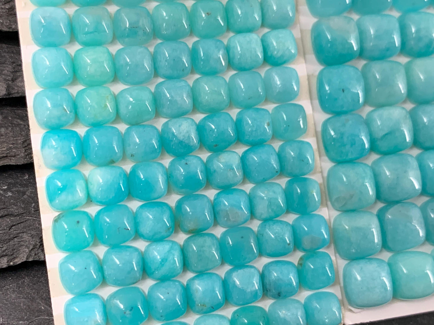 Amazonite square 6mm, 8mm cabochon - Calibrated cabochons
