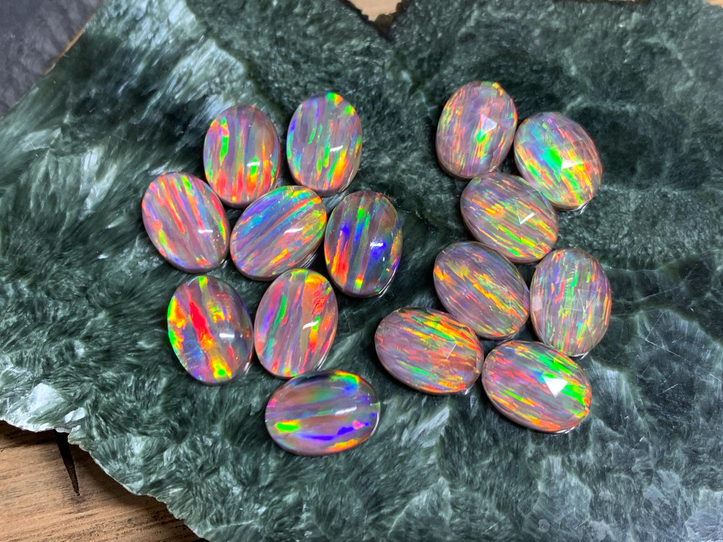 Aurora Opal Oval 10x14mm Cabochon – Rainbow Fire Doublets – Man Made Cabochon *