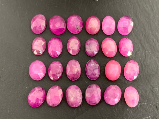 Faceted Pink Sapphire oval 6x8mm cabochon - Light pink