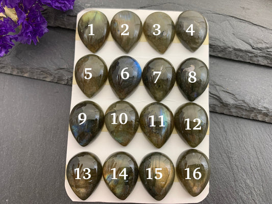 Labradorite pear 15x20mm cabochon - Calibrated cabochons
