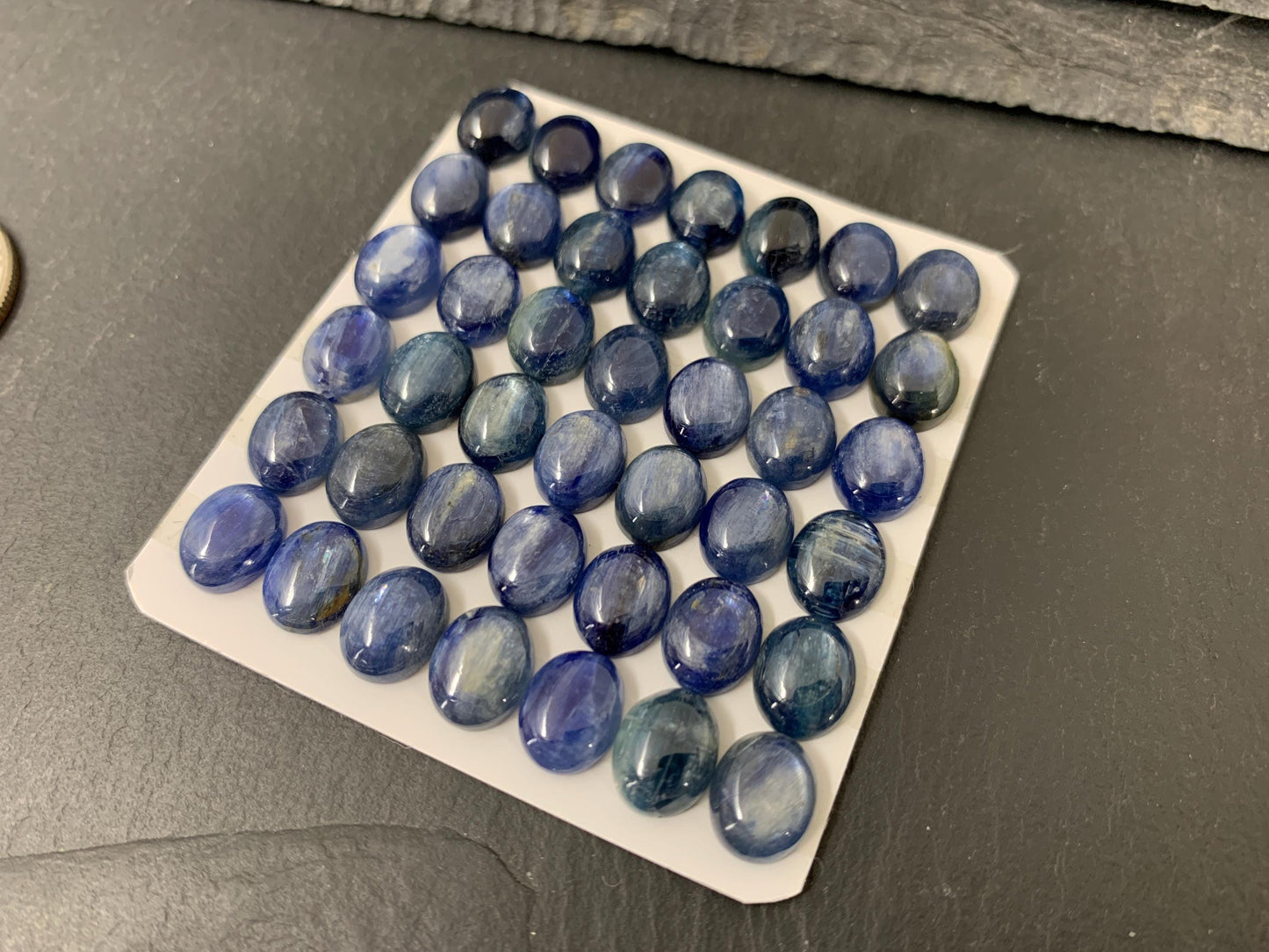 Kyanite oval cabochon 8x10mm - Calibrated cabochons.