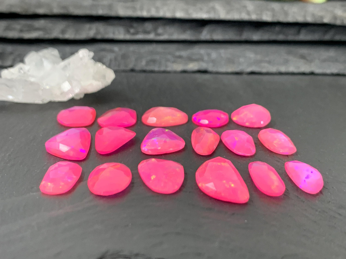 Faceted pink Ethiopian Opal 12-17mm cabochon - free form