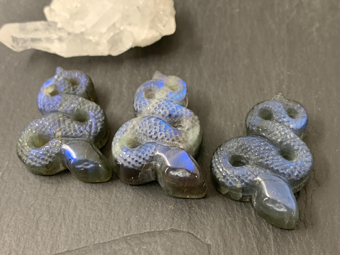 Labradorite Snake Carving - Flat Back Snake carving