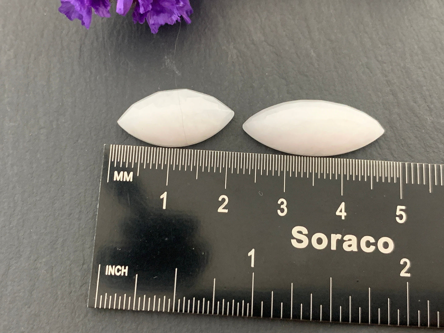 Faceted White Quartzite marquise 10x20mm, 10x25mm cabochon | Calibrated Cabochons