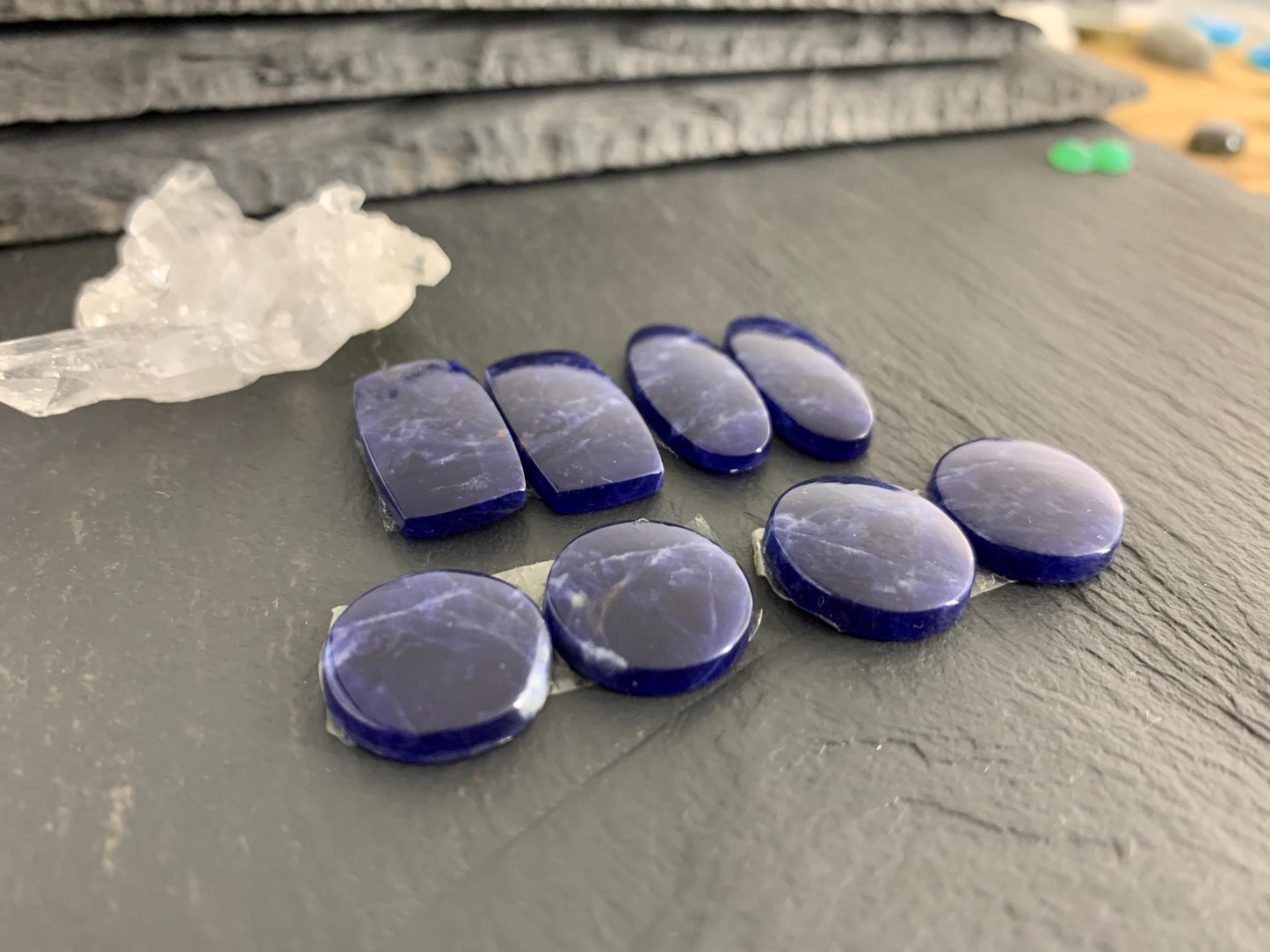 Natural Sodalite pair 15-24mm long cabochon