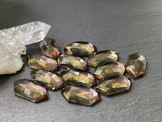 Faceted color changing Alexandrite long hexagon 8x16mm cabochon - Cabochons are calibrated