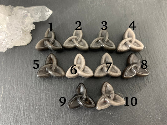Silver Obsidian reuleaux triangle 15x17mm carving