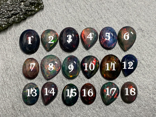 Black Ethiopian Opal 9-11mm long cabochon