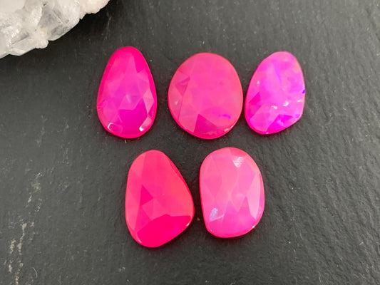 Faceted Ethiopian Pink Opal 9-14mm long cabochon
