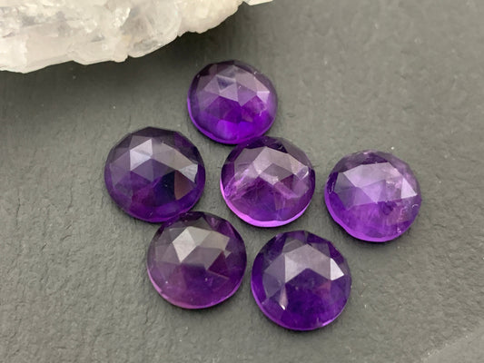 Faceted Amethyst round 10mm cabochon