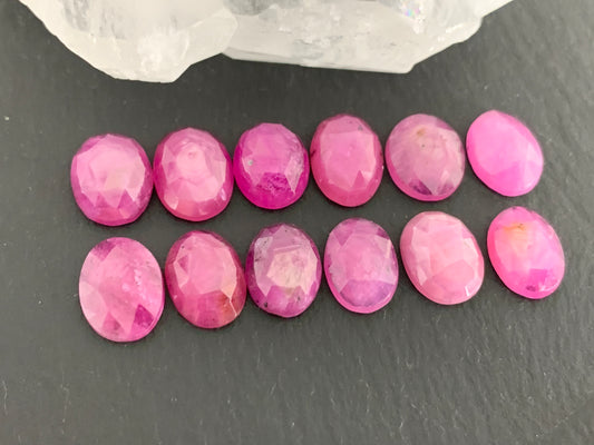 Faceted Pink Sapphire oval 10mm long cabochon