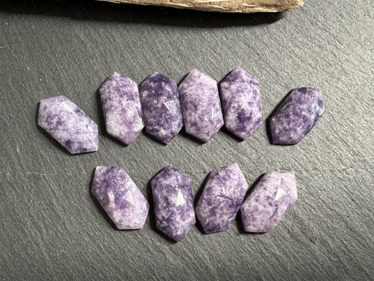 Faceted Lepidolite 8x16mm cabochon - Natural Lepidolite