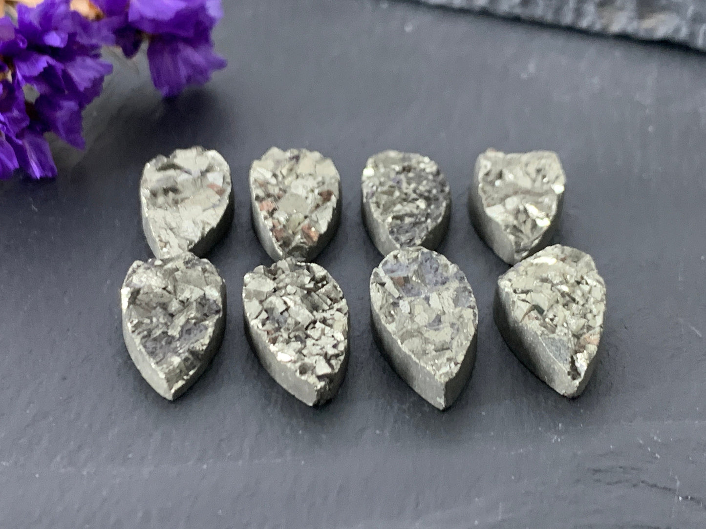 Pyrite pear 10x20mm cabochon