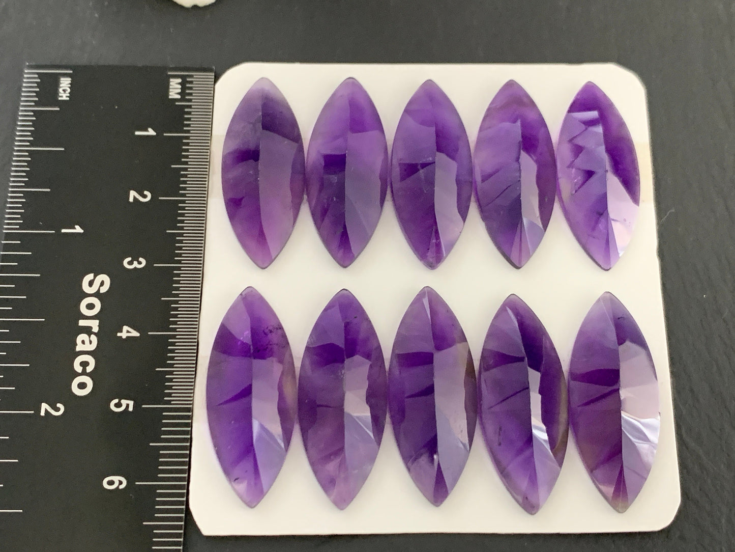 Faceted Amethyst Marquise 12x30mm Cabochon - Natural Purple Gemstone Stone