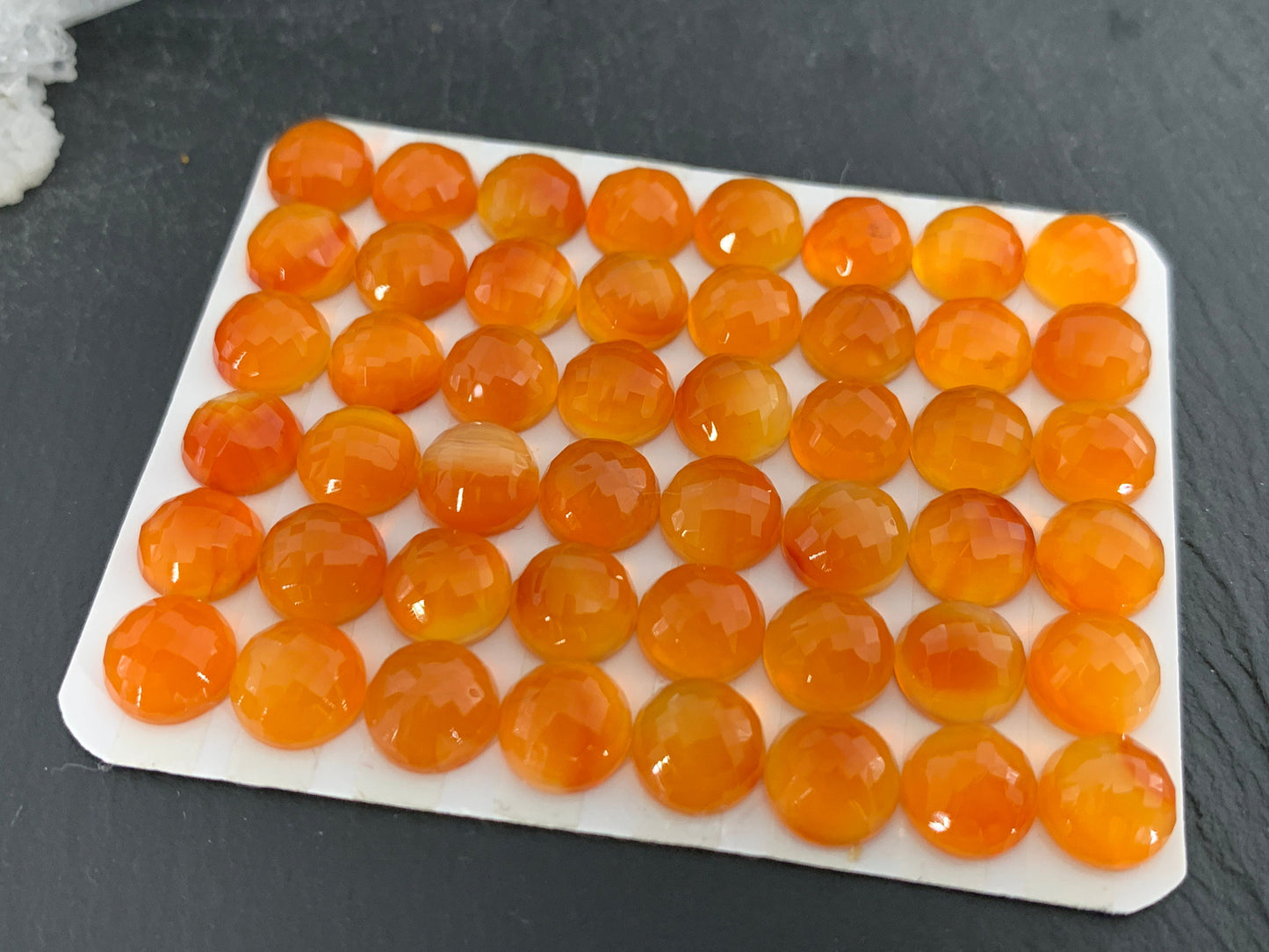 Faceted Carnelian round 8mm Cabochon