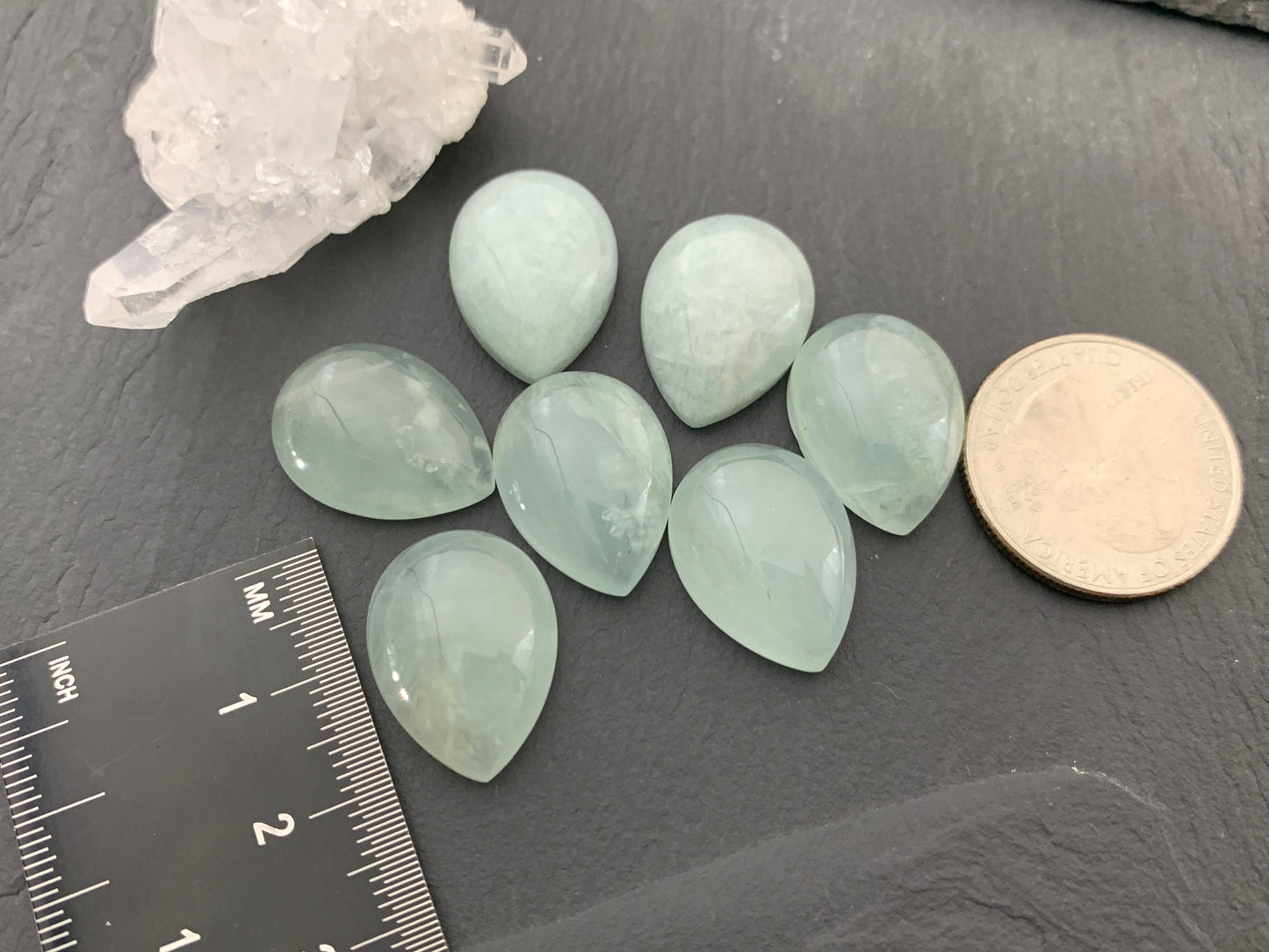 Aquamarine pear 15x20mm cabochon - Calibrated cabochons