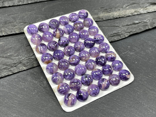 Charoite round 8mm cabochon - Calibrated cabochons