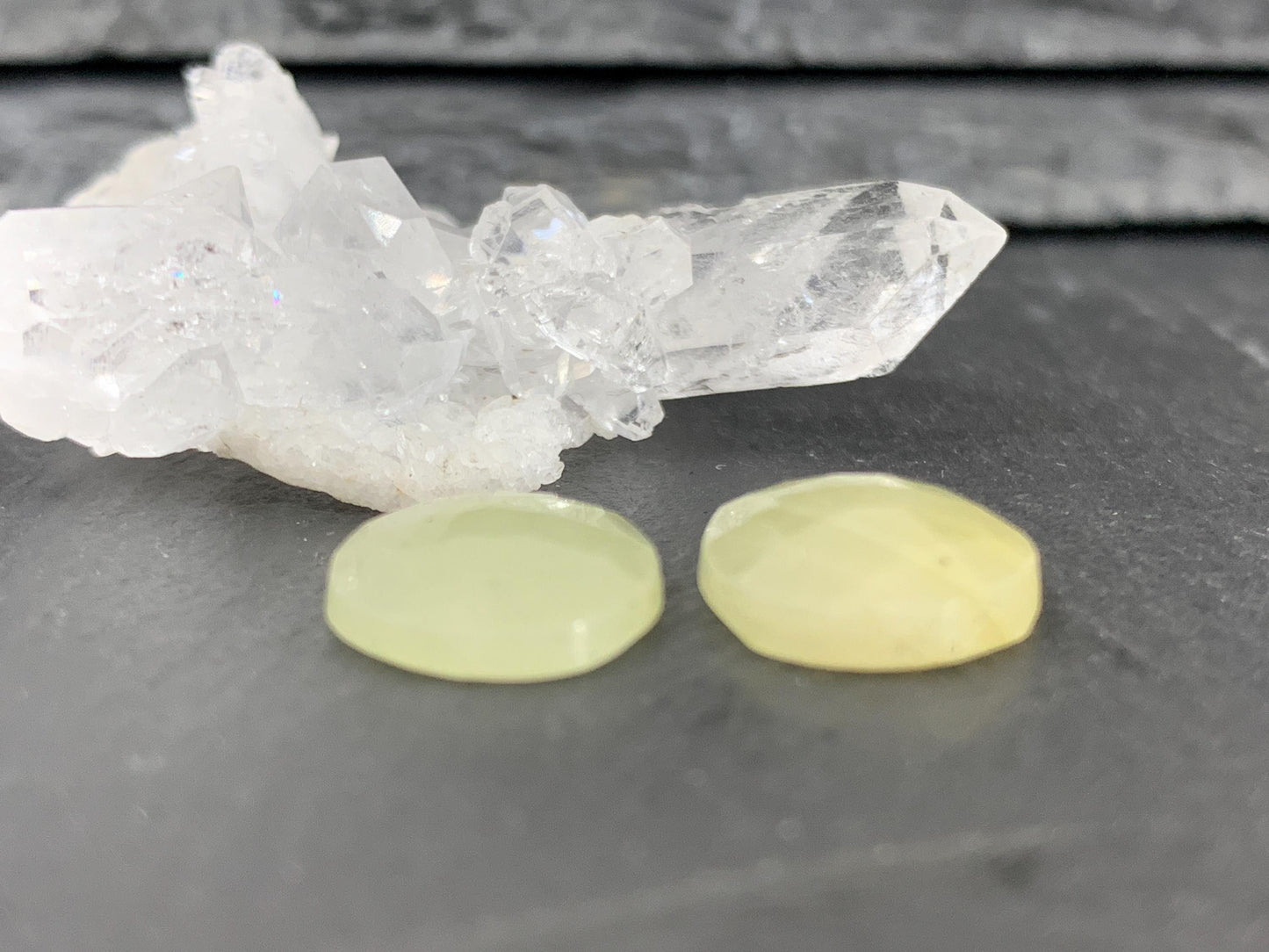 Faceted Yellow Sapphire pair 11x14x4mm cabochon