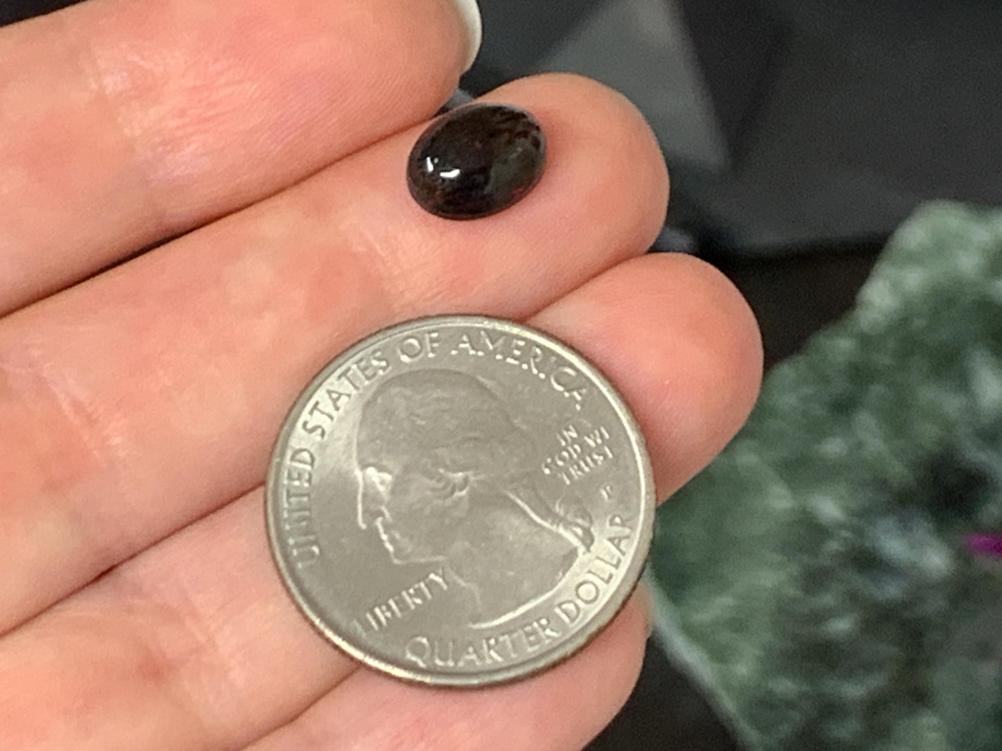 Natural Ethiopian Black Opal 7x9x4mm cabochon