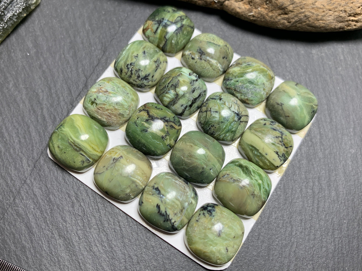 Green Opal Square 15x15mm Cabochon - Calibrated cabochons
