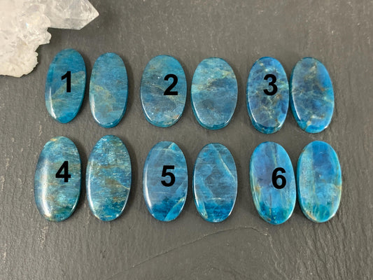 Apatite oval 20-22mm long cabochon - Buy by pair