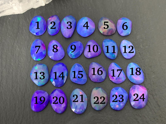 Faceted Purple Ethiopian Opal 9-10mm cabochon