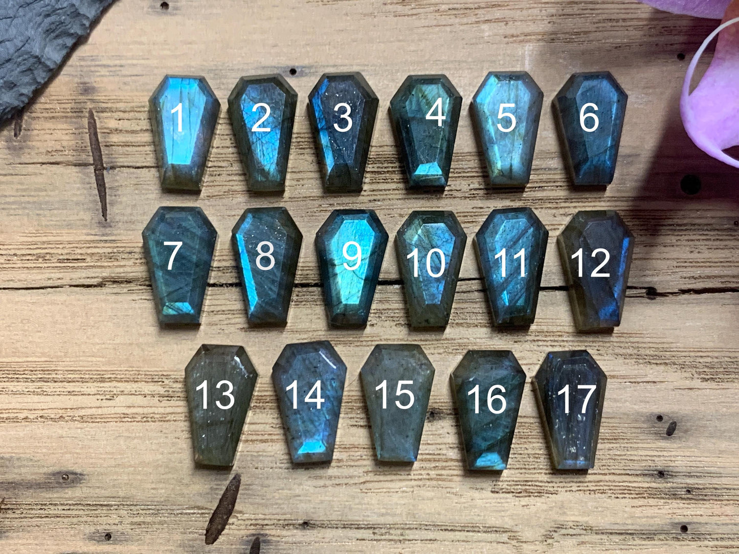 Labradorite Coffin Cabochon, Natural 10x15mm Step Cut Gemstone