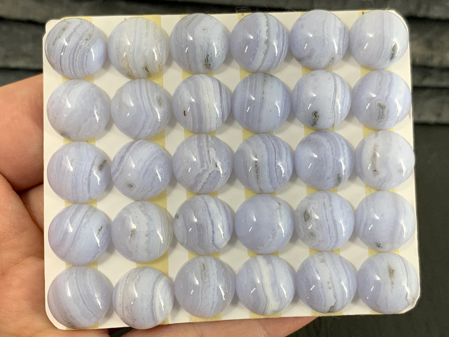 Blue Lace Agate round 12mm cabochon - Calibrated cabochons