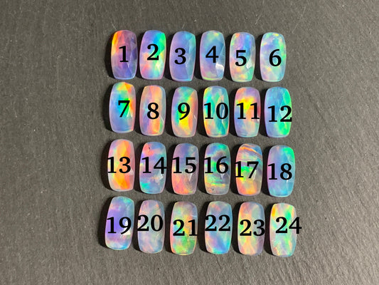 Faceted Aurora Opal 7x14mm cabochon - Doublet cabochons