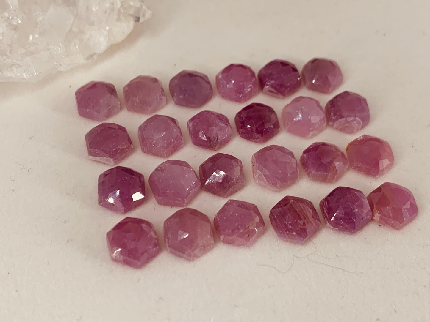 Discounted Faceted Pink Sapphire hexagon 8x9mm cabochon