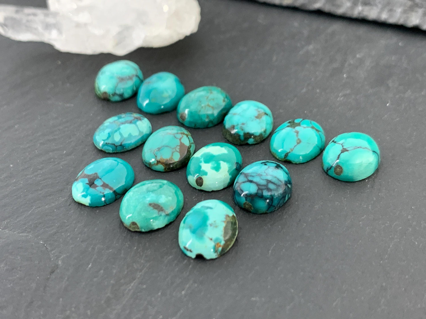 Tibetan Turquoise oval 9x11mm cabochon - Select your cabochon