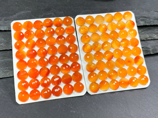 Faceted Carnelian round 8mm cabochon - Calibrated cabochons