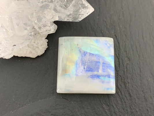 Rainbow Moonstone square 21x21x6mm cabochon